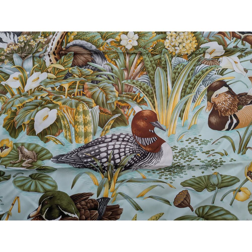 Salvatore Ferragamo 100% Silk Scarf Botanical Marsh Cucks Herons - Picture 3 of 4